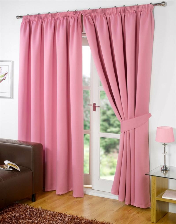 rosa gardinen fenster dekorieren gardine blickdicht wohnzimmer gardinen modern