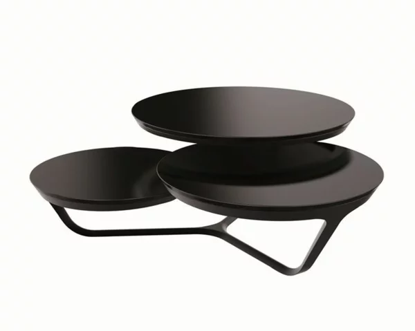 Set aus drei runden Couchtischen in Schwarz Designermöbel für Wohnzimmer 