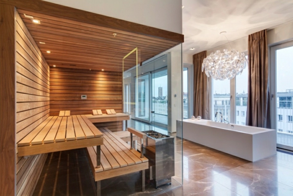 scandinavische möbel moderne badezimmer sauna badewanne