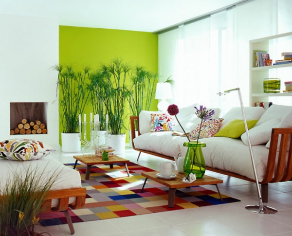 wandfarbe grün wandgestaltung wohnzimmer farbideen