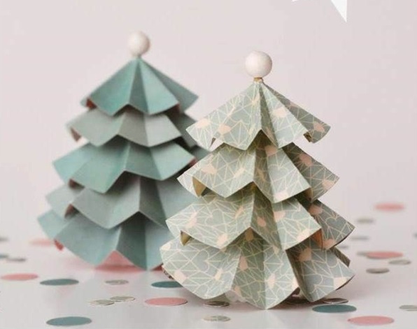 Bastelideen muster Papier tannenbaum weihnachten