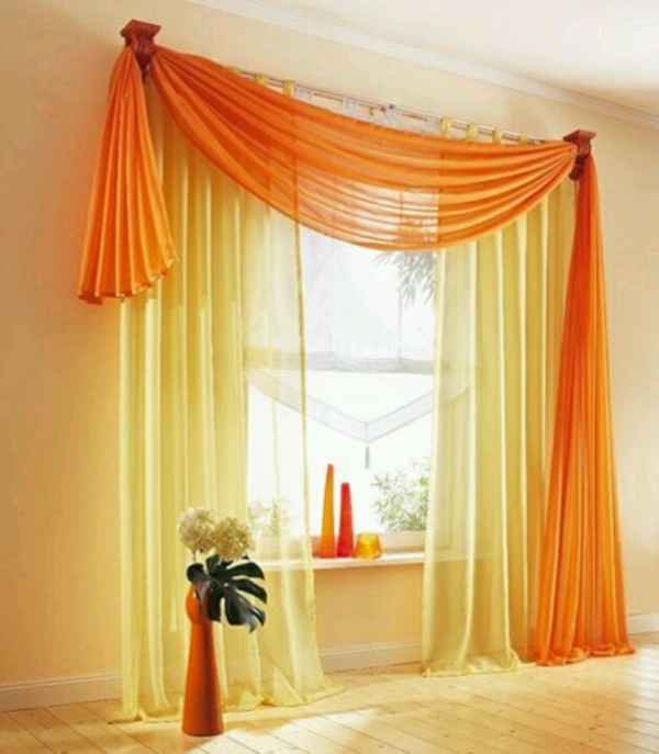 Fenster gestaltung leicht rollos orange gelb