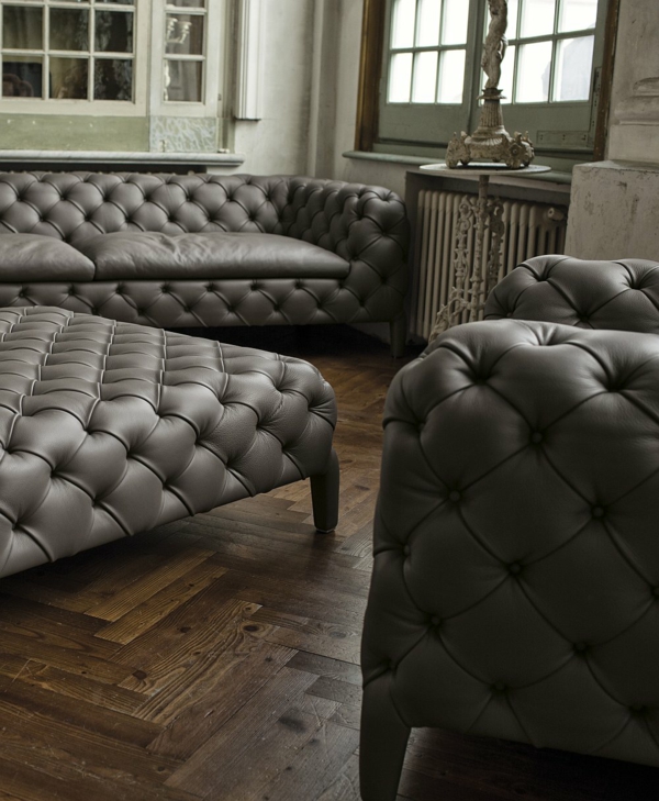möbel design grau leder sessel couch sofa