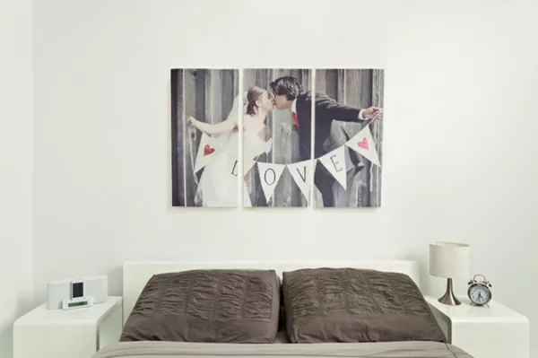 Fotos auf Leinwand selber machen schlafzimmer sofa