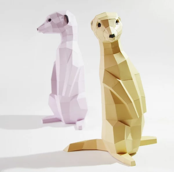 Geometrische Tierfiguren aus Papier Erdmännchen