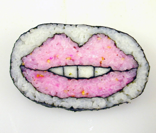 Gerissene Sushi rosa Arten küssen 