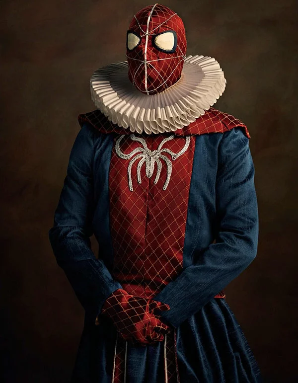 Helden Bösewichte als flämische Porträtgemälde spiderman