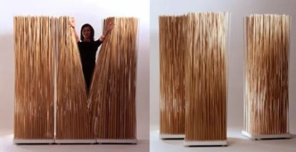 Raumteiler Ideen aus Holz stangen design raumteiler praktisch