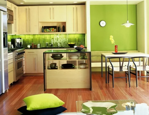 grüne frische Wandgestaltung mit Farbe wandfarben ideen 