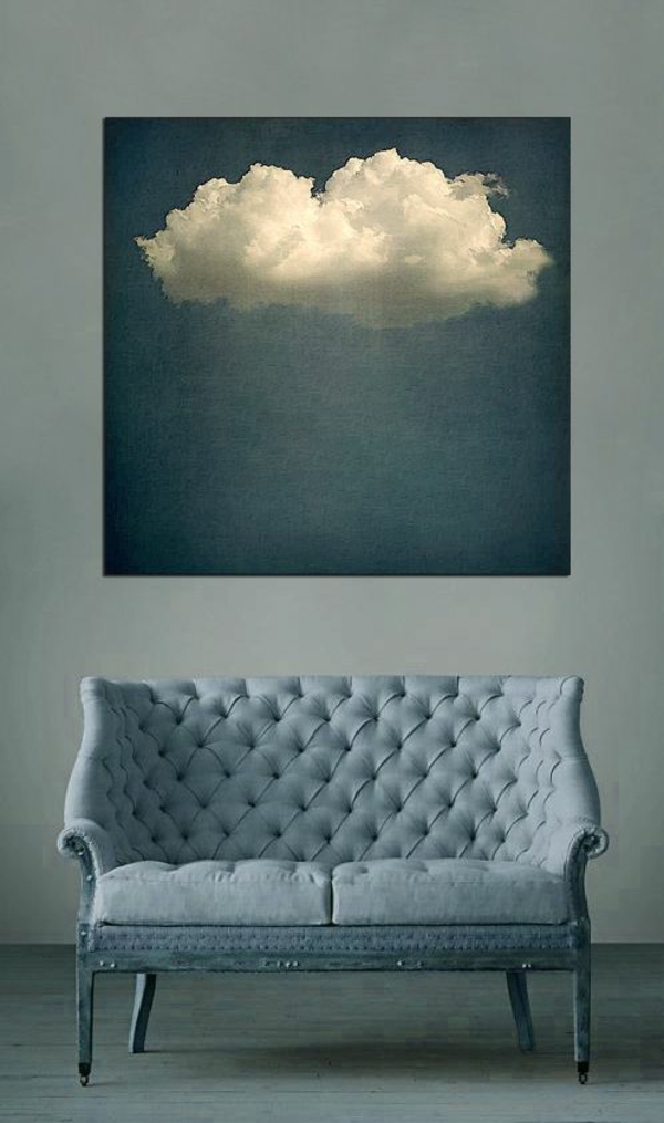 Wandgestaltung wände gestalten couch wolke gemälde