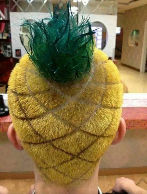 ananas haarschnitt frisur kurz mann gelb
