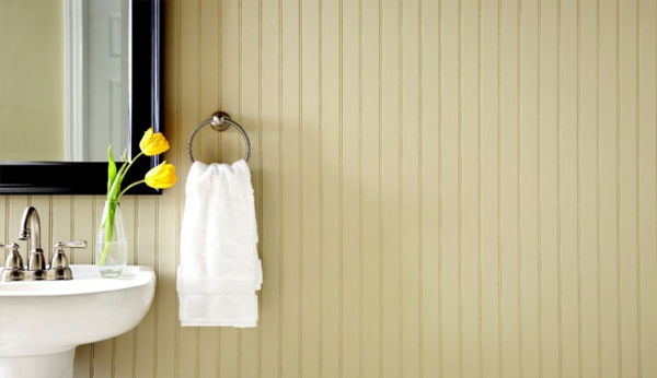 Badezimmerwände gelblich-grün streichen Idee für neutrale Wandgestaltung im Bad 