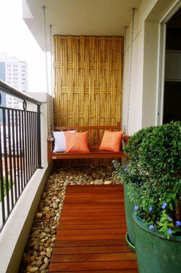 balkon gestalten balkon sichtschutz bambus balkonpflanzen