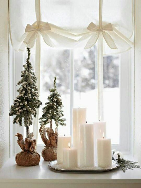 bastelideen für Fenster Weihnachtsdeko kerzen