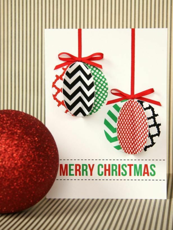 bastelideen für weihnachten weihnachtskarten basteln 3d weihnachtskugeln