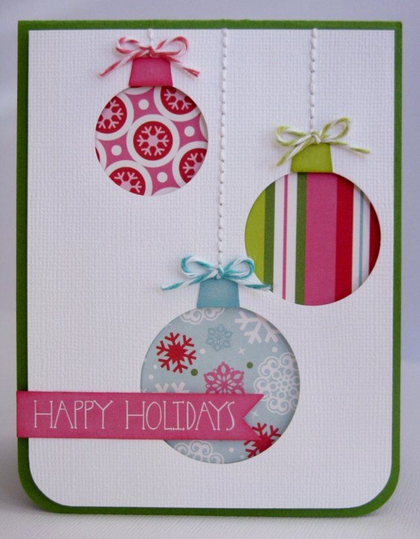 bastelideen-für-weihnachten-weihnachtskarten-basteln-buntpapier-weihnachtskugeln