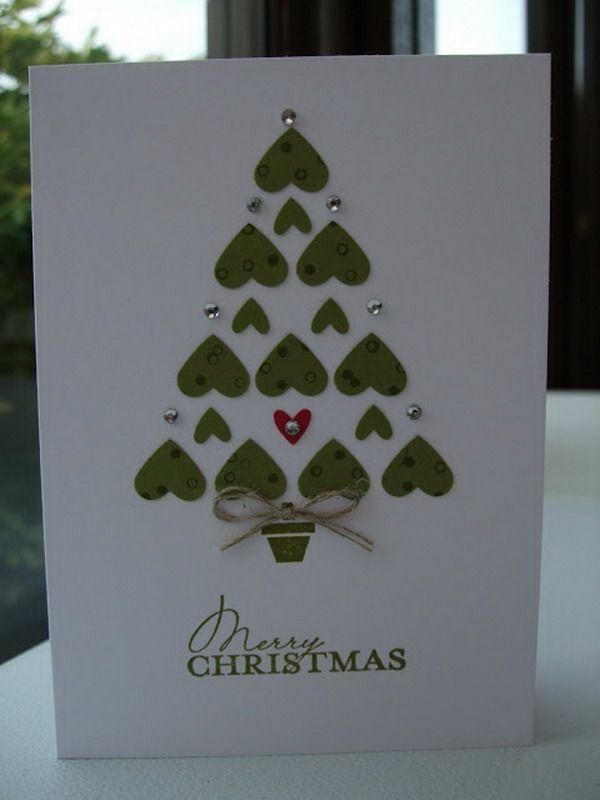 bastelideen für weihnachten weihnachtskarten basteln herzen christmasbaum