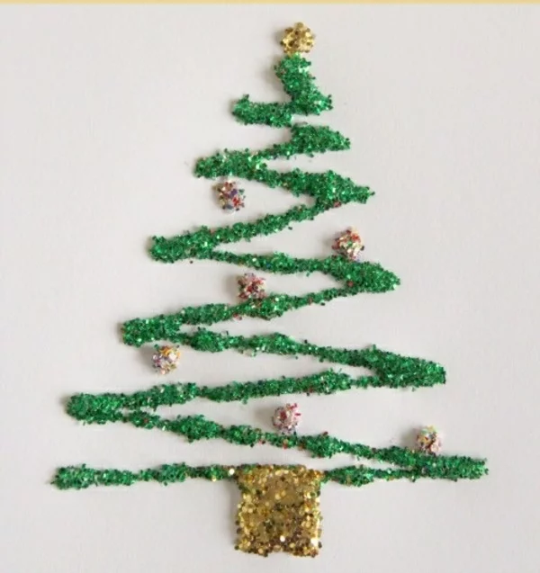 bastelideen weihnachten glitzern tannenbaum grün