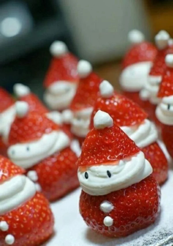 bastelideen zu weihnachten erdbeeren weihnachtsmann