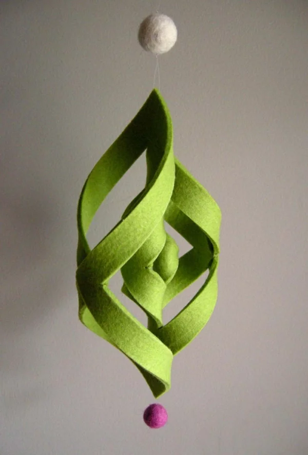 christbaumschmuck holz papier filz basteln grün