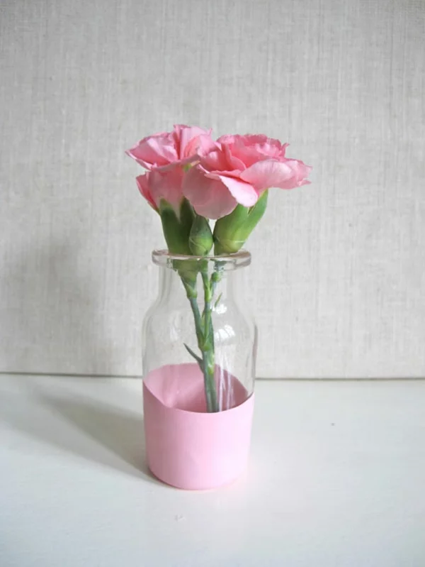 diy ideen bastelideen pastellfarben vase einweckglas rosen