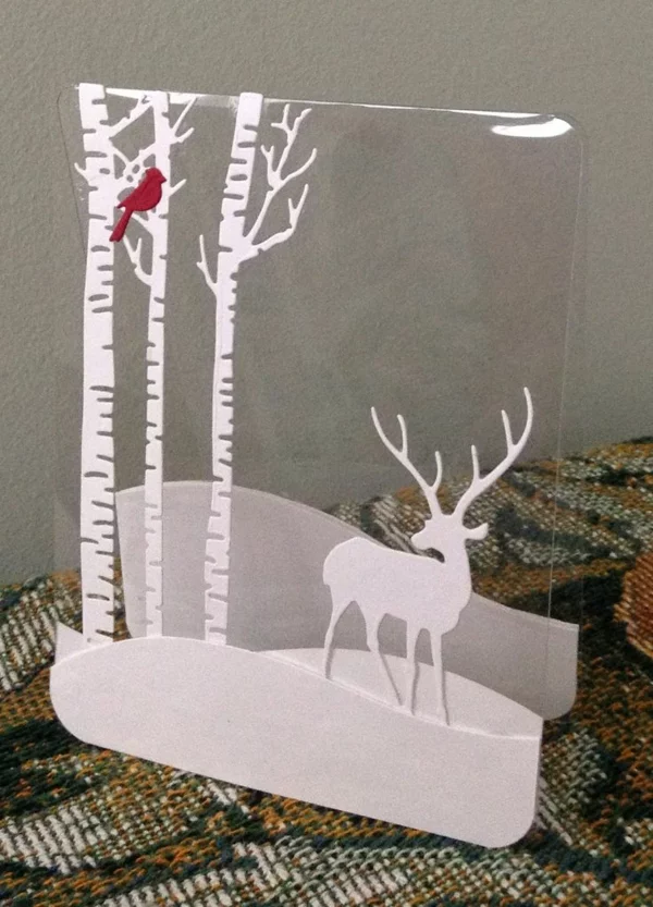 einfache weihnachtskarten basteln plastisch transparent