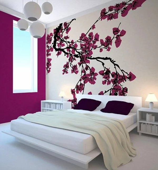 farbgideen schlafzimmer wandgestaltung schlafzimmer wandfarbe purpur