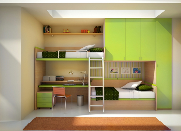 farbideen wohnzimmer apfelgrün kinderzimmer etagenbett