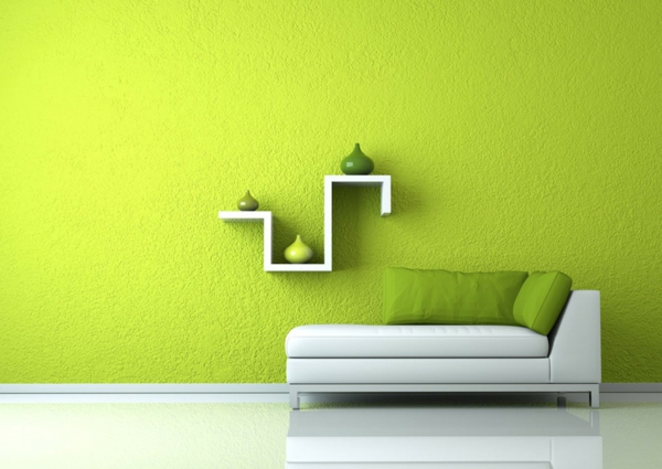 farbidee wohnzimmer minimalistisch lindgrün