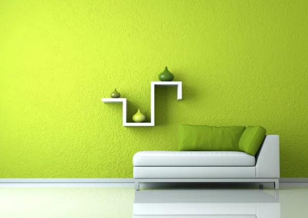 farbidee wohnzimmer minimalistisch lindgrün