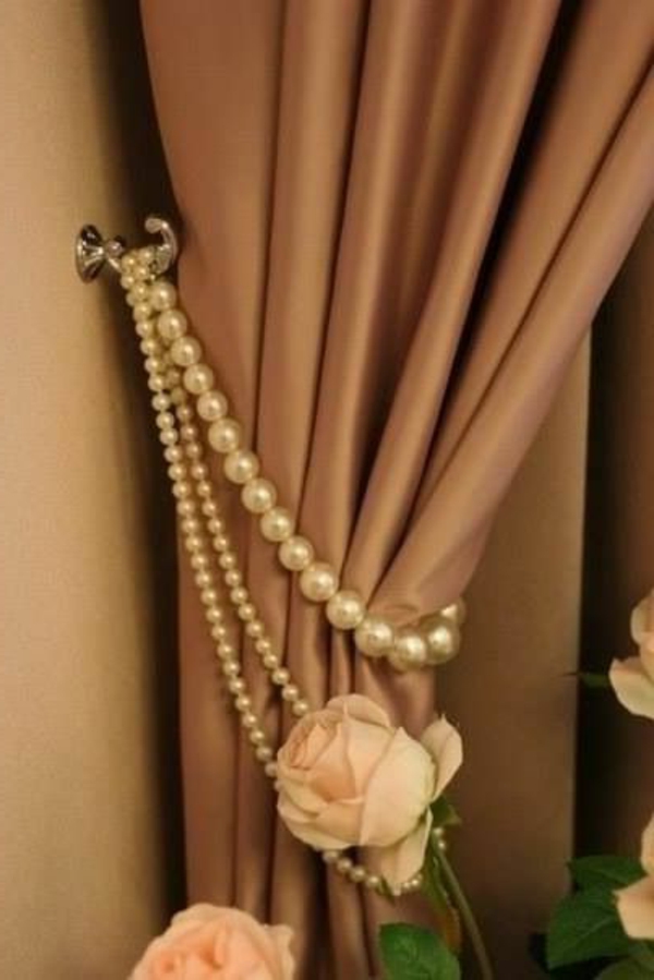 gardinen dekorationsvorschläge perlen gardinenhalter