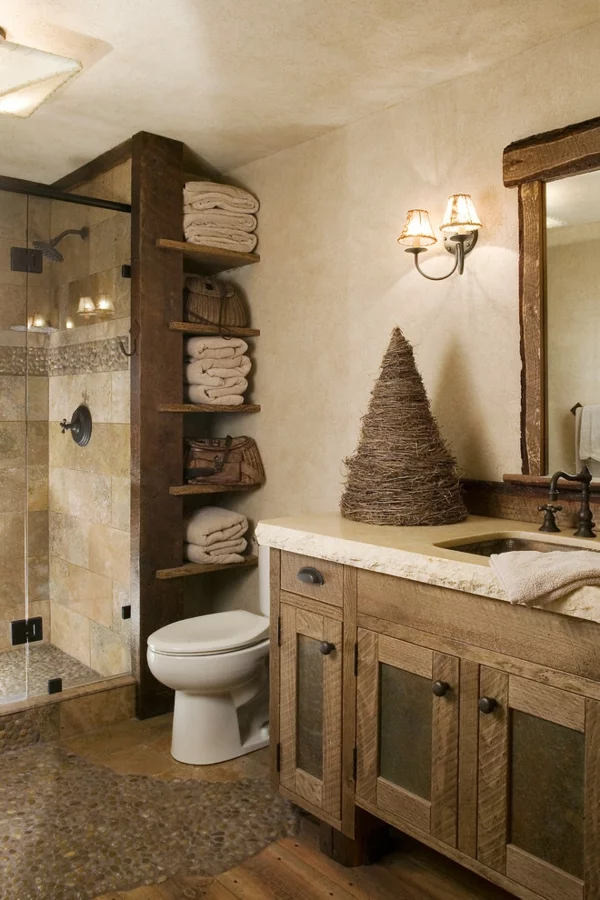 rustikal stil badezimmer accessoires rustikal toilette