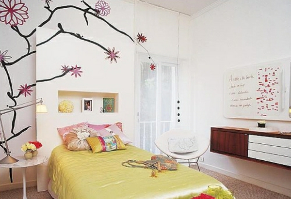gelb bettdecke schlafzimmer modern gestalten natur