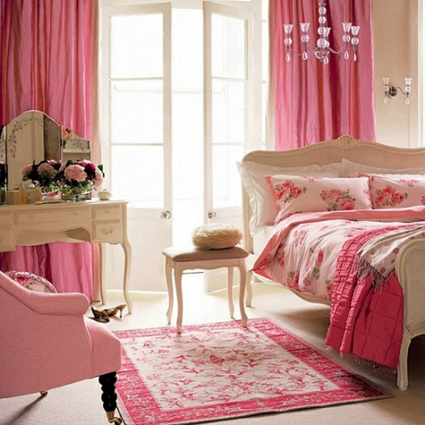 gardinen schlafzimmer modern gestalten rosa