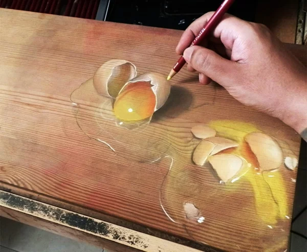 realistische Zeichnungen auf Holz eier