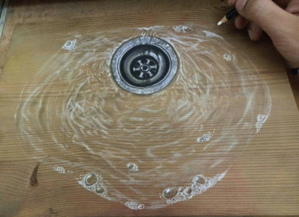 Zeichnungen auf Holz wasser spüle
