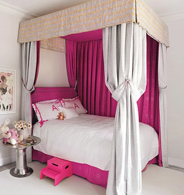 rosa schlafzimmer betthimmel pink