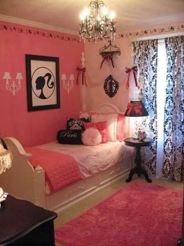 rosa schlafzimmer einzelbett feminin