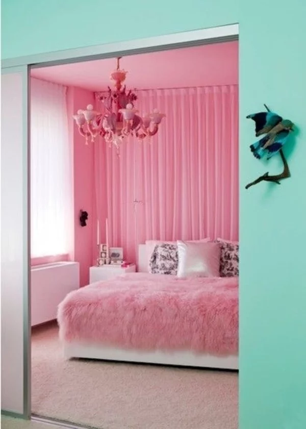 rosa schlafzimmer harmonischer kontrast