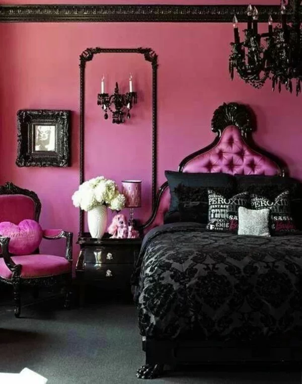rosa schlafzimmer maskulin schwarz