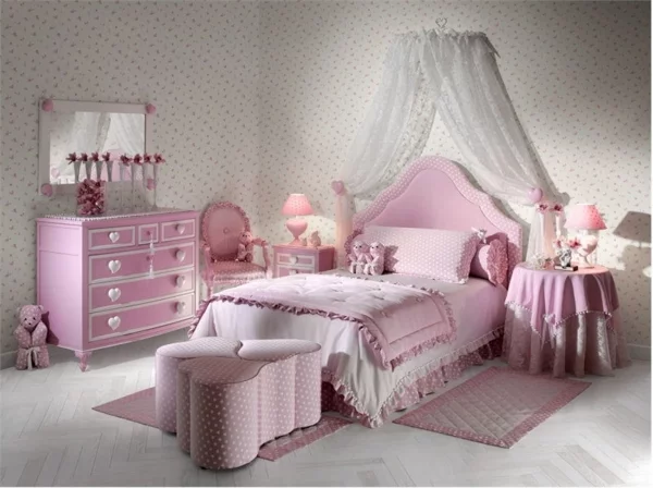 rosa schlafzimmer zart betthimmel