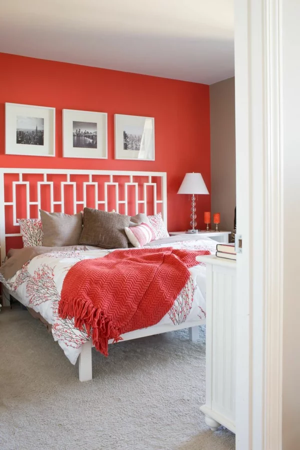 schlafzimmer farben wandfarben schlafzimmer rot akzentwand