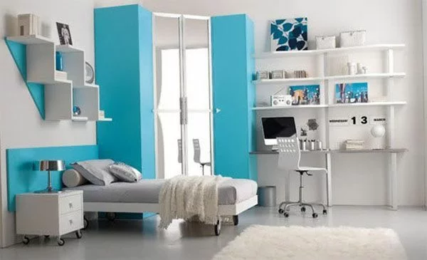 schlafzimmer modern gestalten einrichten jugendzimmer blau