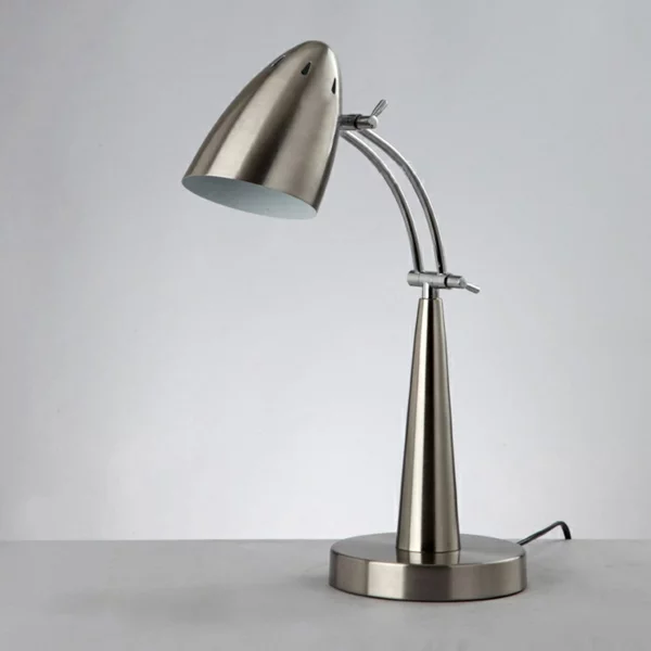 stehlampen design metall silber nachttischlampe