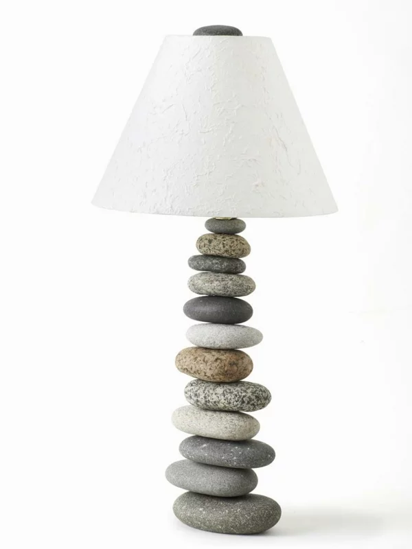 stehlampen design steine diy nachttischlampe