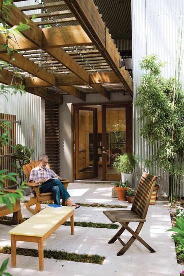 terrasse einrichten terrassengestaltung bilder veranda wintergarten pflanzen