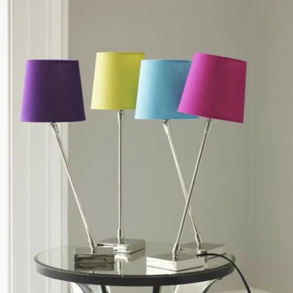 tischlampen stehlampen design lampenschirm farbig nachttischlampe