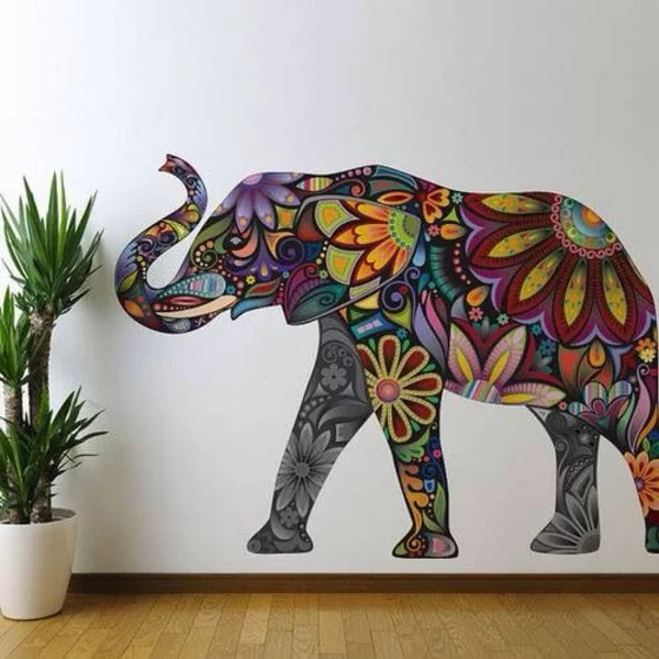 wanddeko elefanten wohnideen wandfarben toll gestalten 