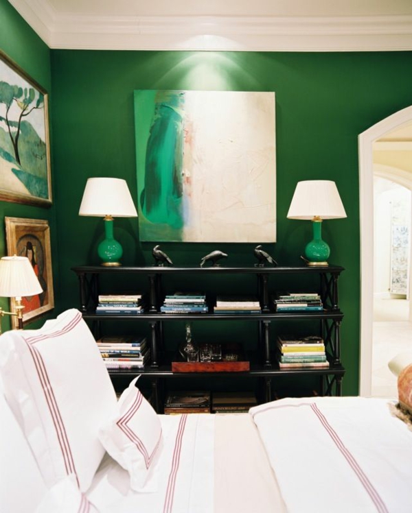 wandfarbe in grün farbideen wandgestaltung elegant glanz