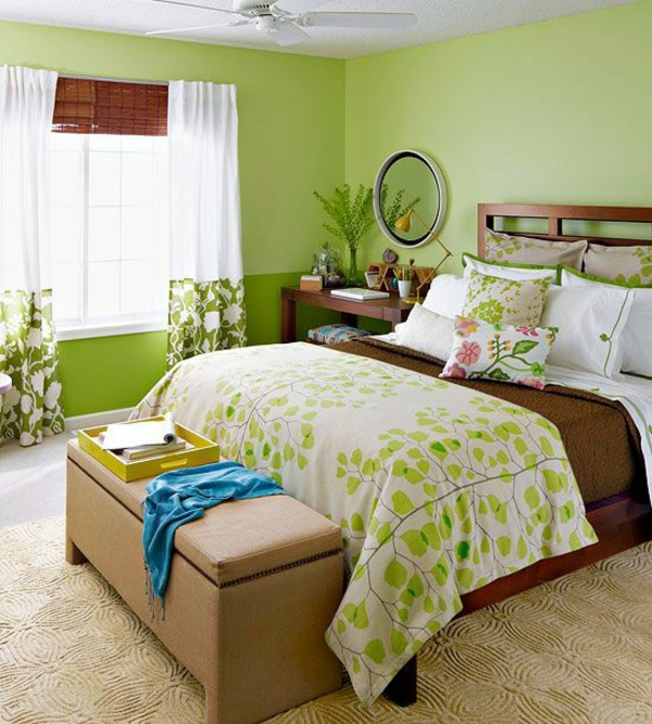 wandfarbe grün farbideen wandgestaltung schlafzimmer traditionell